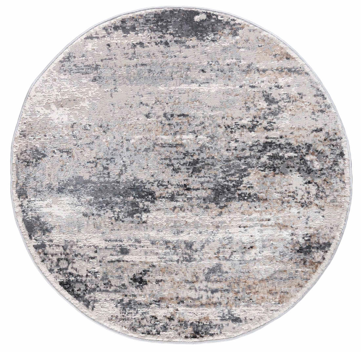 TEPPICH Grau Rund Abstrakt Kurzflor - 200 x 200 cm - Beige/Grau, Textil (200/200cm) - Mazovia