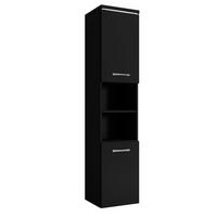 BADEZIMMERSCHRANK Paso mit 2 Türen Schwarz Matt - 35 x 35 x 160 cm - Schwarz, Holz (35/160/35cm) - Badplaats