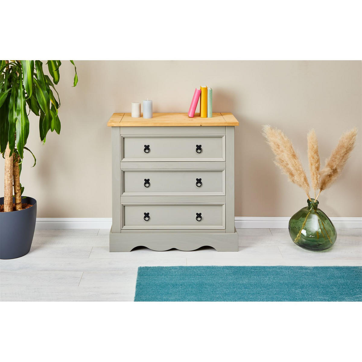 KOMMODE TEQUILA - Braun/Grau, Holz (88/86/44cm) - IDIMEX
