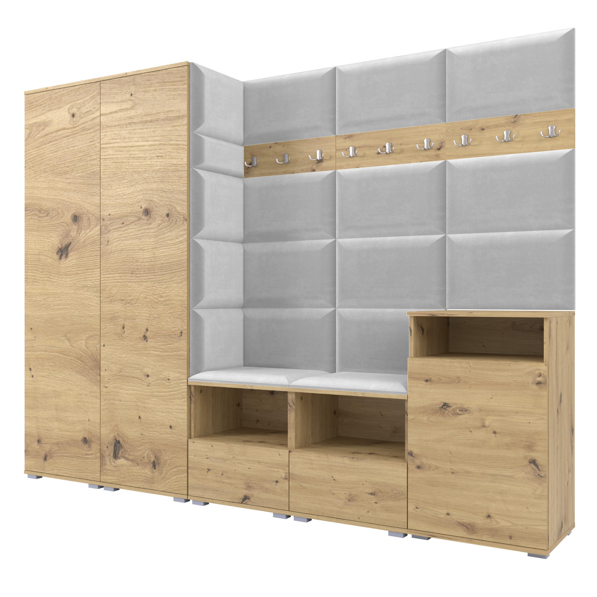 Ravio Garderobe Eiche Artisan, Hellgrau 250x187x40 cm