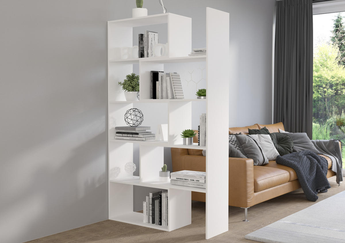 REGAL KORAL 2 - Weiß, Holzwerkstoff (125/188/33cm) - Meblini