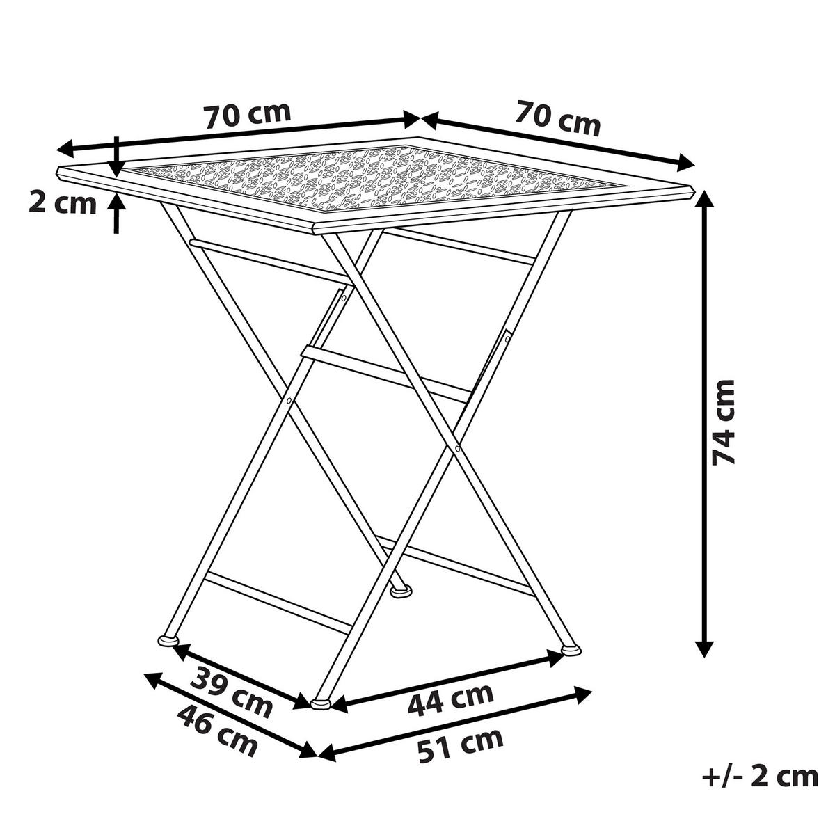 GARTENTISCH 70/70 cm Metall Schwarz Bormio - Goldfarben/Schwarz, Metall (70/74/70cm) - Beliani