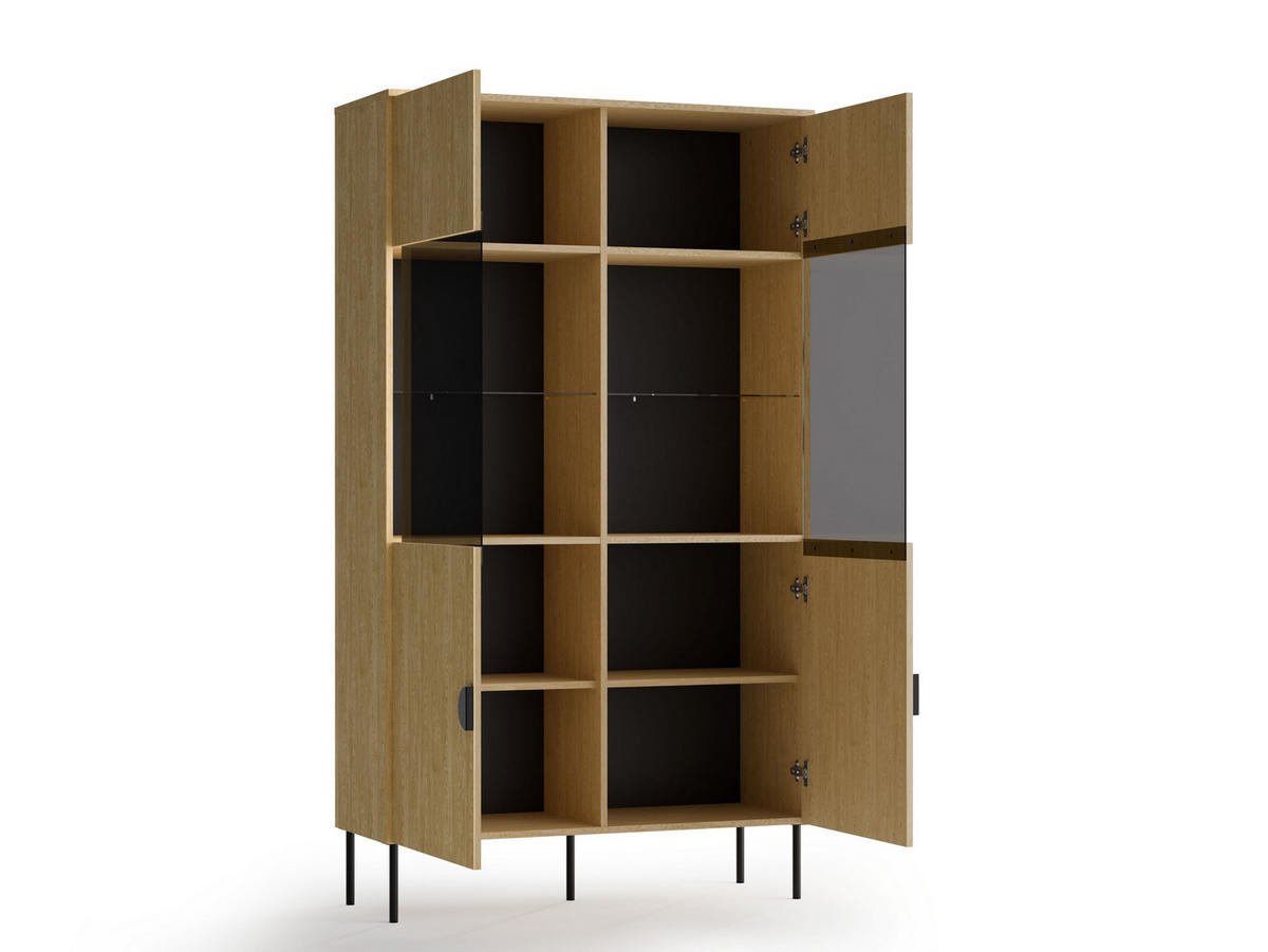 VITRINE AXIS 187,6/106,6 cm in Eichefarben - Braun, Holzwerkstoff (106.6/187.6/40cm) - MASSENO