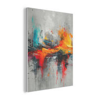 AKUSTIKPANEEL Moderne Kunst - Orange - Grau - Abstrakt 60x80 cm - Hellgrau, Textil (60/0.9/80cm) - MuchoWow
