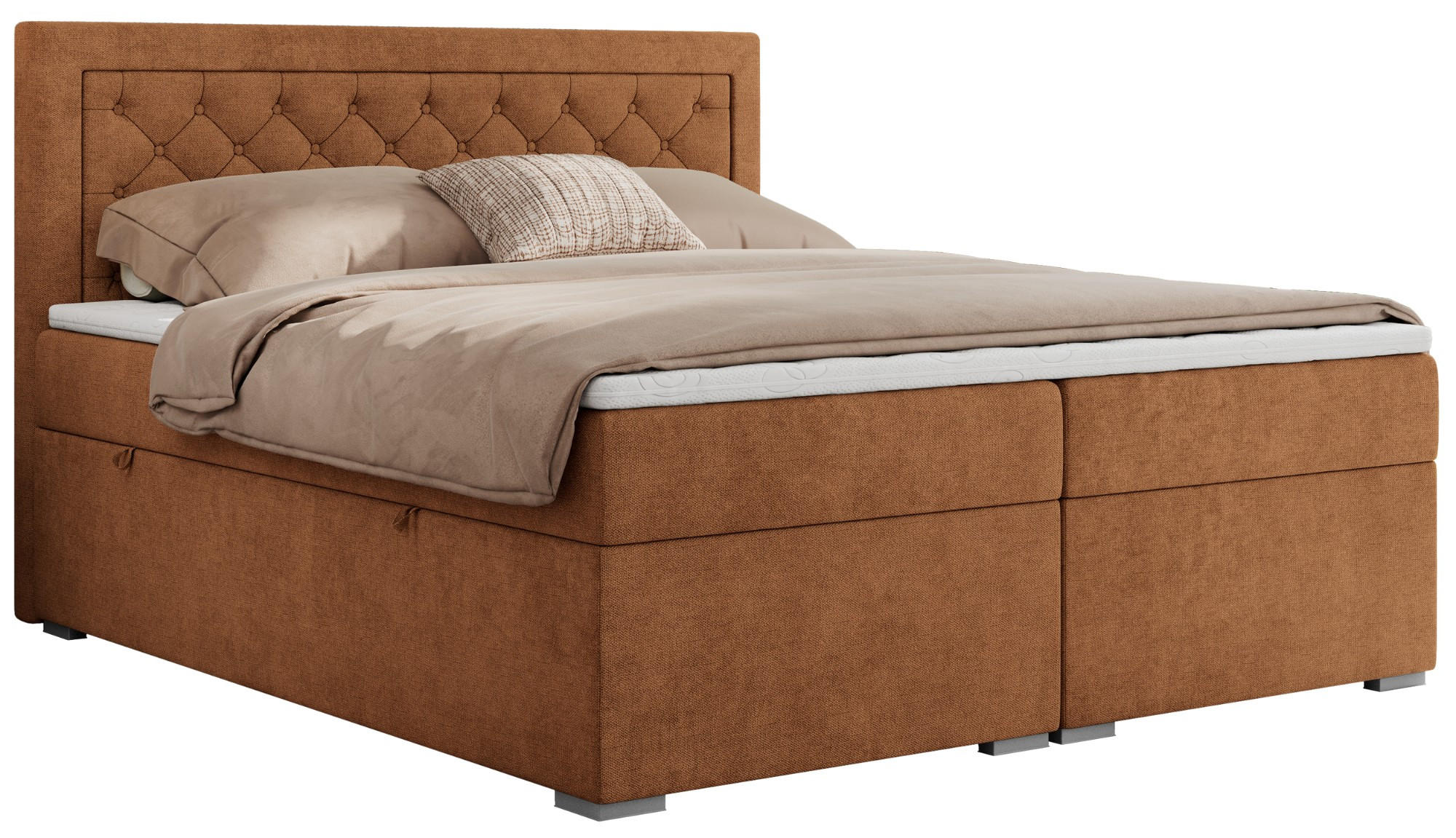 BOXBETT JASIR 120/200 - Orange Strukture - H3 - Orange, Holz/Textil (120/200cm) - MKS