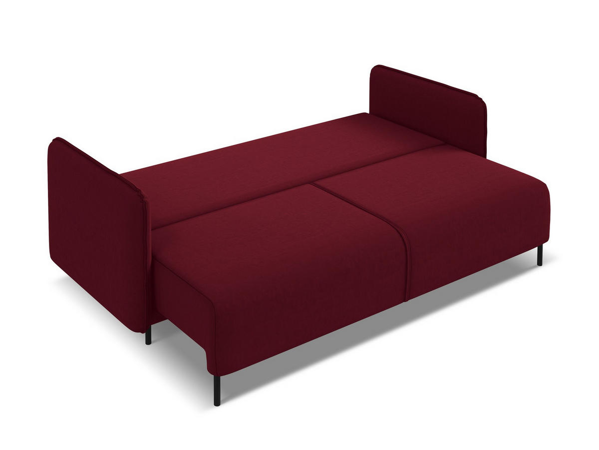 3-SITZER SOFA mit Schlaffunktion Samt Stoff Rot - Bordeaux/Rot, Holz/Textil (226/90/92cm) - Makamii