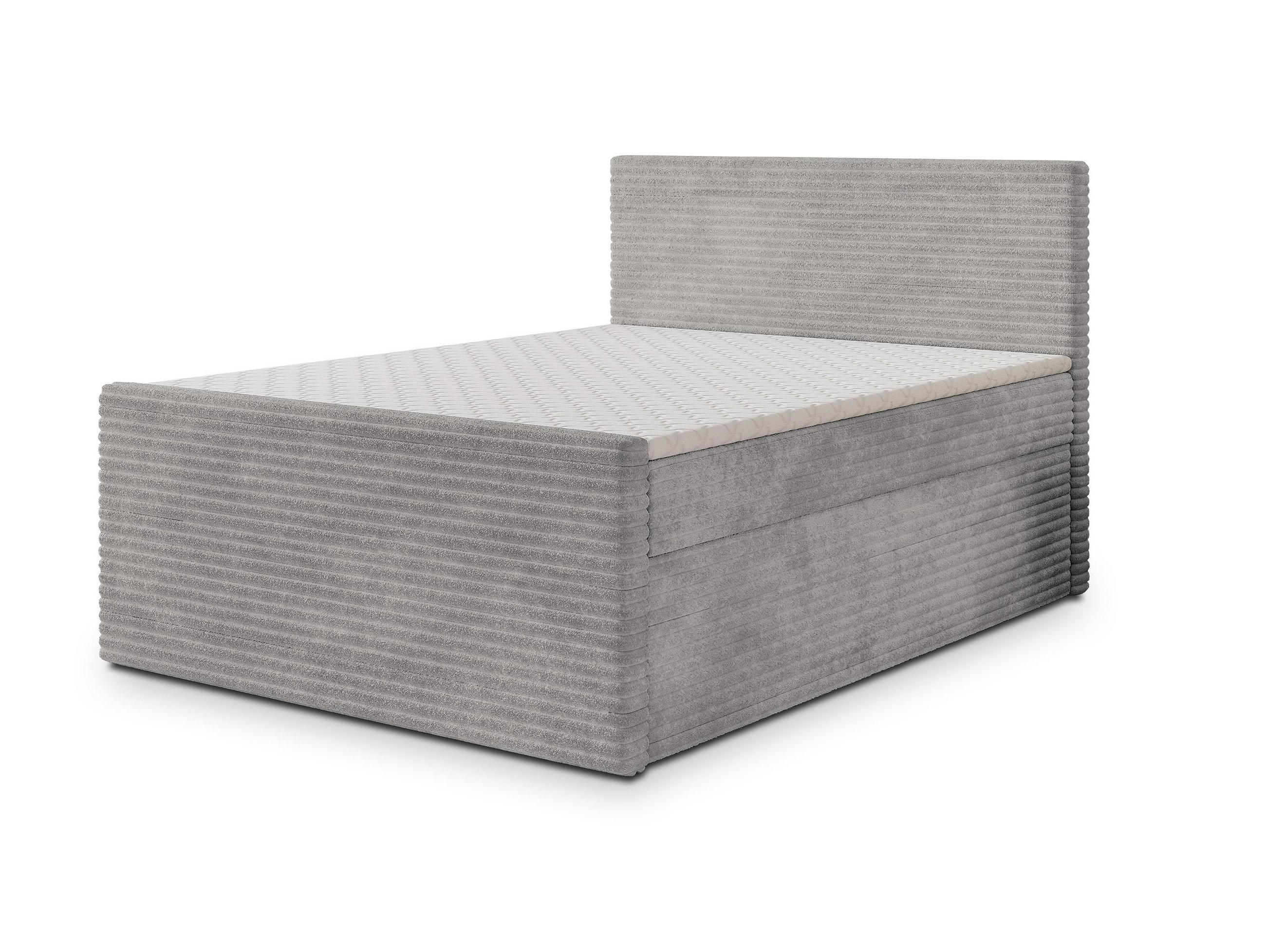BOXBETT NOLEN 140x200 cm mit Matratze und Topper - Hellgrau - Hellgrau, Holz (140/200cm) - MASSENO