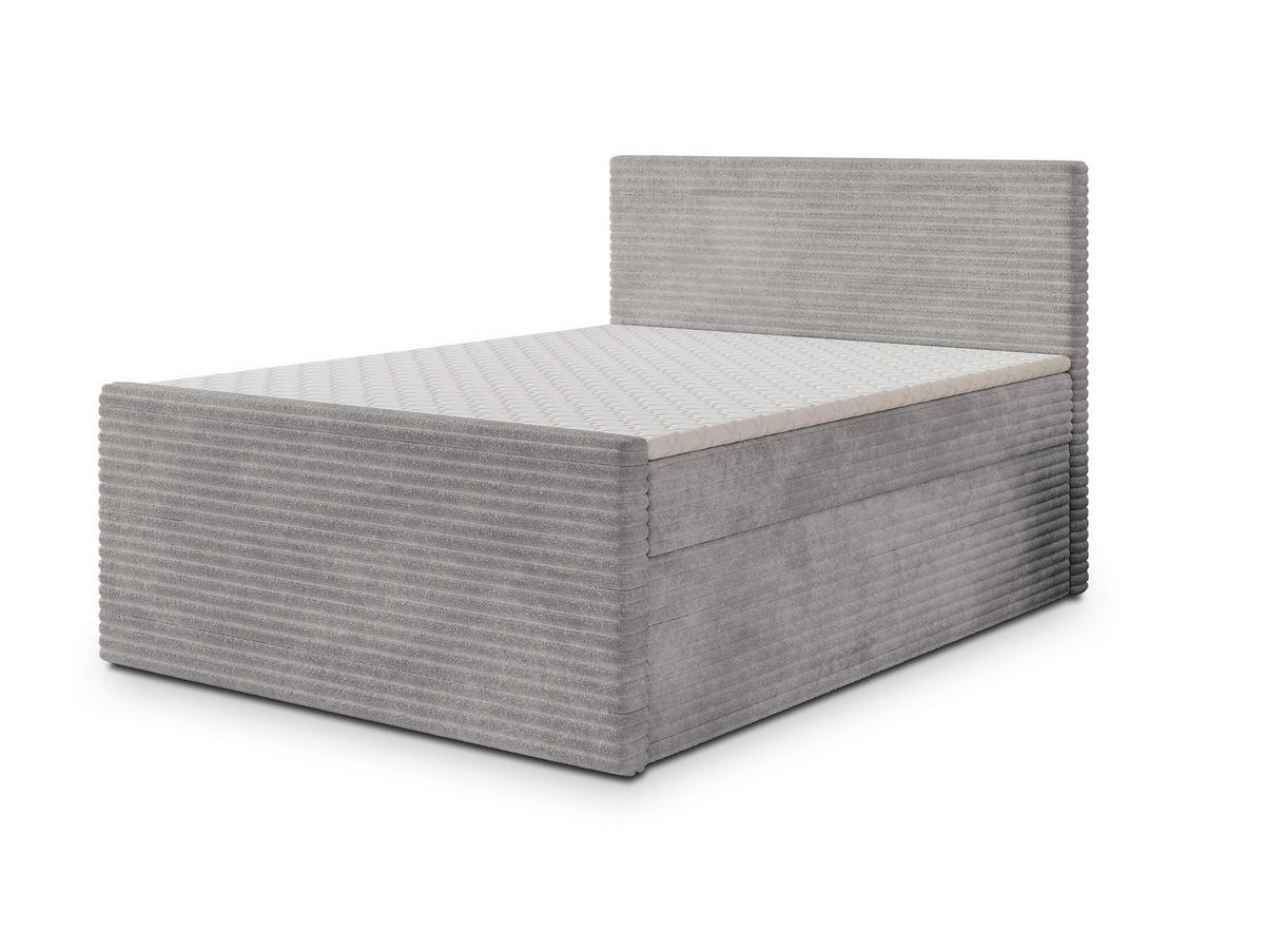 BOXBETT NOLEN 140x200 cm mit Matratze und Topper - Hellgrau - Hellgrau, Holz (140/200cm) - MASSENO