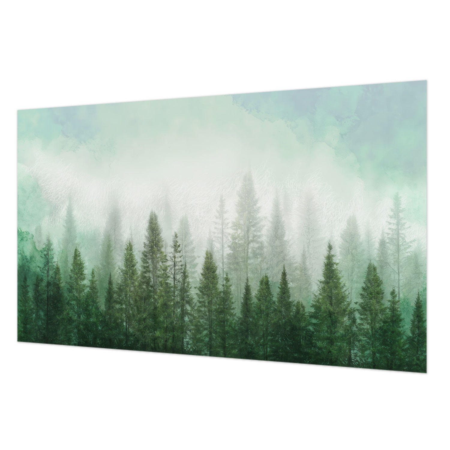 FOTOTAPETE 416x254 cm - Wolf im Wald - Grün, Textil (416/254cm) - Wallfluent