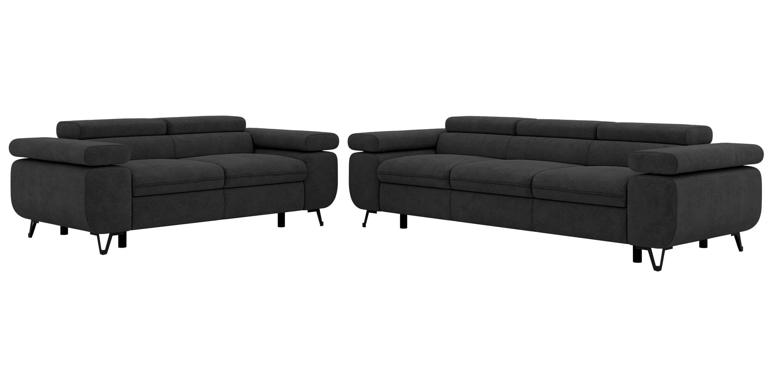 SEDACÍ SOUPRAVA PETER 2+3 - Tmavě šedá Strukturovaná látka - černá/tmavě šedá, kov/textil (262/76/99cm) - MKS