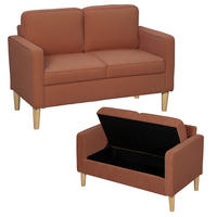 ZWEISITZER-SOFA DE-06479 solide Holzbeine, Cordbezug Orange - Orange, Holz/Textil (117/79/63cm) - ComfortXL