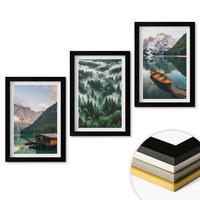 WANDBILDER 3er-Set - 20x30 cm Schwarzer Rahmen - Bergsee, Boot, Waldnebel - Schwarz, Kunststoff (20/30cm) - ArtPrintCave