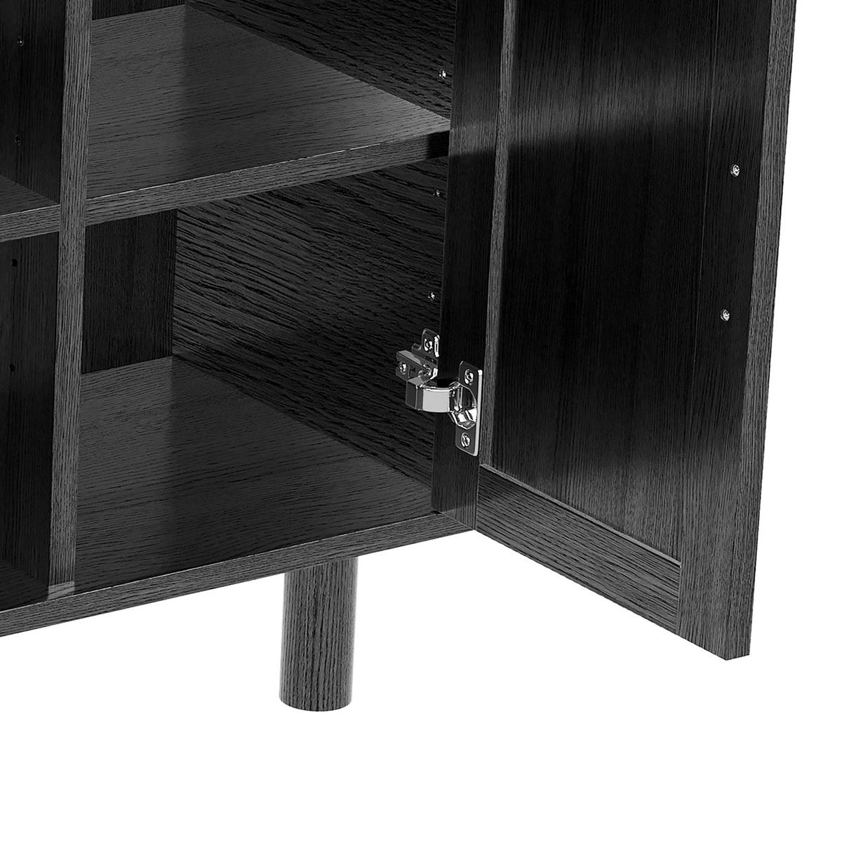 SIDEBOARD Japandi mit 4 Türen in Rattan-Optik 140/40/80 cm Schwarz - Schwarz, Holzwerkstoff (140/80/40cm) - Creahappy