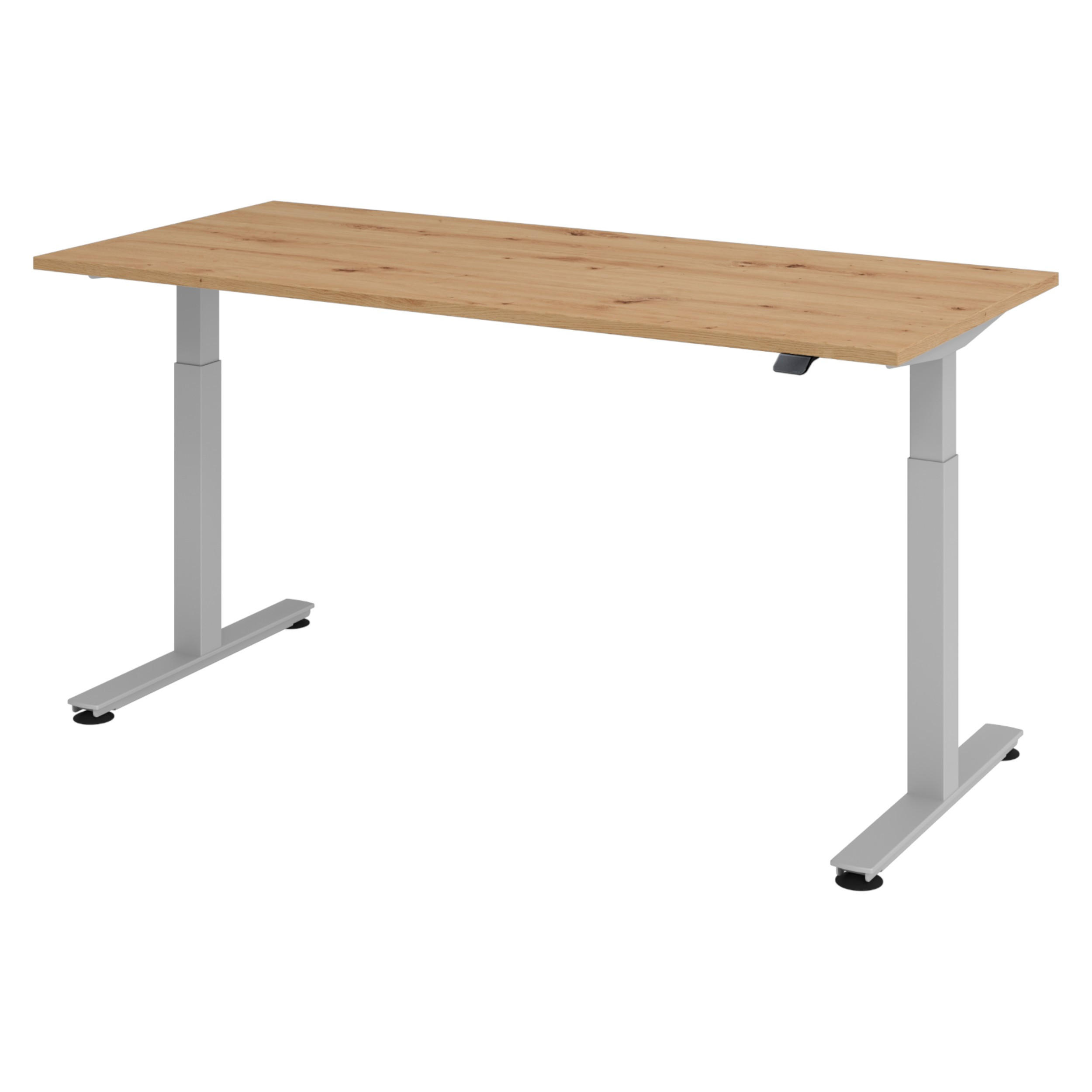 bümö Schreibtisch Wildeiche, Silber 180x74x80 cm