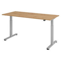 SCHREIBTISCH elektrisch XMST 80/180/74 cm in Wildeiche/Silberfarben - Wildeiche/Silberfarben, Holzwerkstoff (80/180/74cm) - bümö