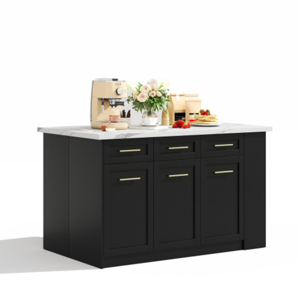 KÜCHENINSEL Schwarz-Weiß aus MDF mit integriertem ausziehbarem Esstisch 150 × 90 × 90 cm - Schwarz, Holzwerkstoff (150/90/90cm) - Luhomfu