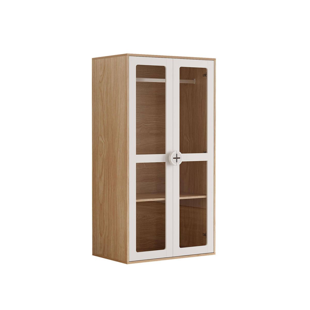 KINDERREGAL in Weiß Schlafzimmermöbelset inkl. Kleiderschrank und Kommode für Schlafzimmer, B80/T50/H150cm - Transparent/Weiß, Holzwerkstoff/Kunststoff (80/150/50cm) - STILVORA