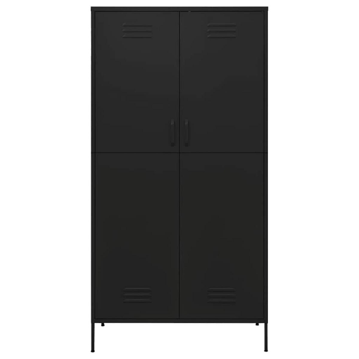 KLEIDERSCHRANK 2-Türig mit 4 verstellbaren Fächern 90/50/180 cm aus Stahl Schwarz - Schwarz, Holz/Metall (90/180/50cm) - vidaXL
