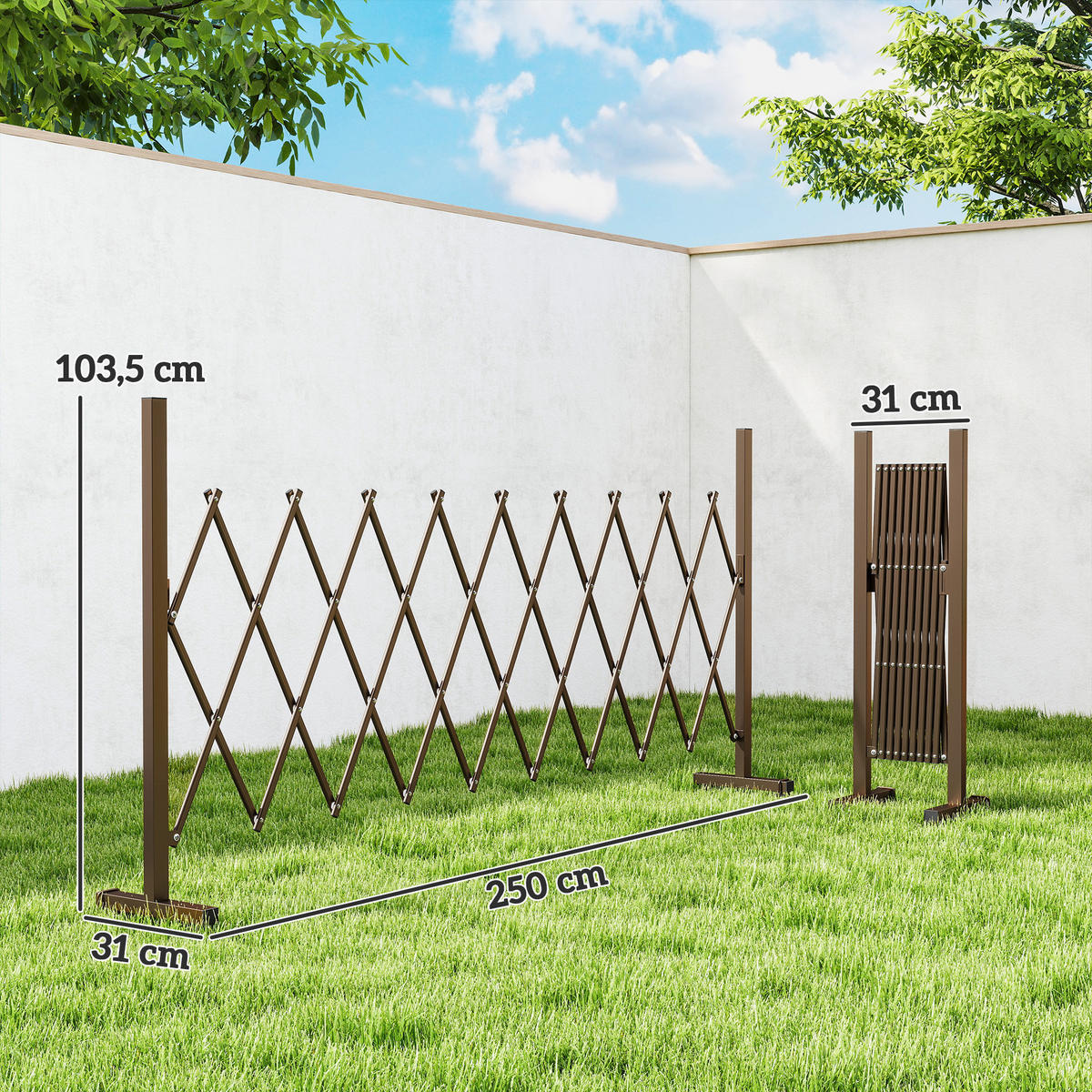 ZAUN Aluminium Eisen Dunkelbraun - Dunkelbraun, Kunststoff/Metall (31/103cm) - Outsunny