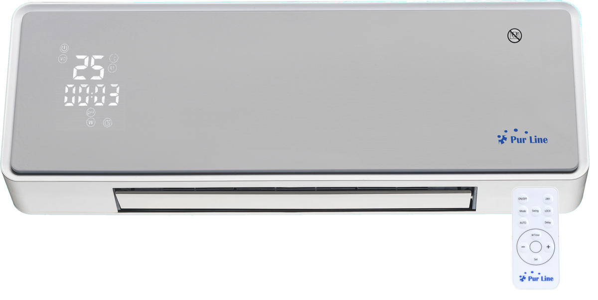 SPLIT-WANDHEIZUNG Grau mit Fernsteuerung und Programmierung 2000 W - Grau, Kunststoff (54/19/12cm) - Purline