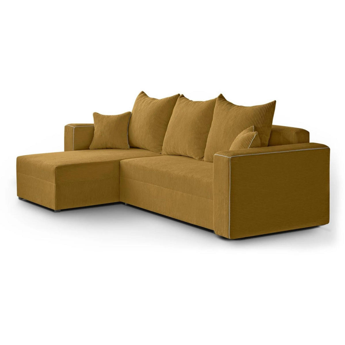 ECKSCHLAFSOFA Hamlet L Gelb - Gelb/Schwarz, Textil/Metall (241/142cm) - Beautysofa