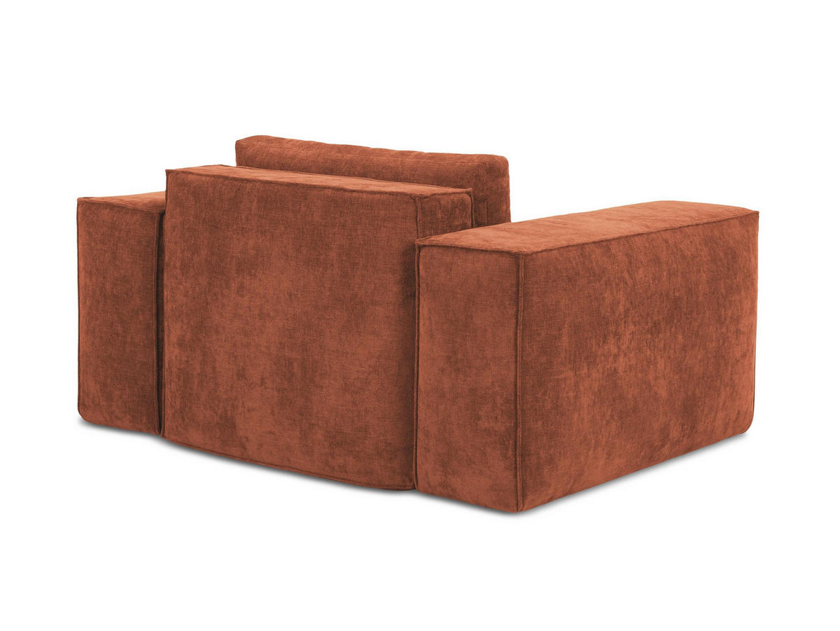 SCHLAFSESSEL Chenille Stoff Orange - Terra cotta/Schwarz, Holzwerkstoff/Kunststoff (157/81/113cm) - Makamii
