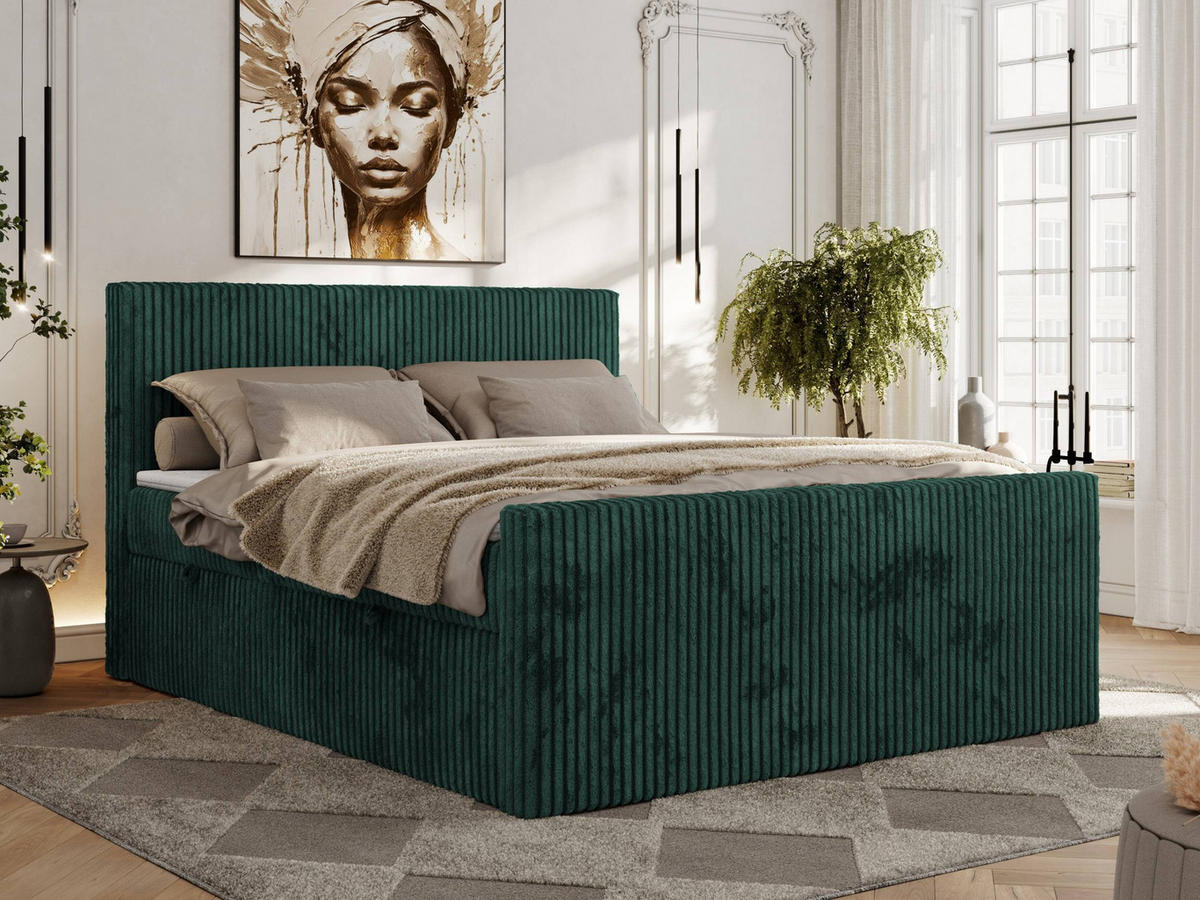 BOXBETT TILIANO DUO 140/200 - Dunkelgrün Cord - H3 - Dunkelgrün, Textil (140/200cm) - MKS