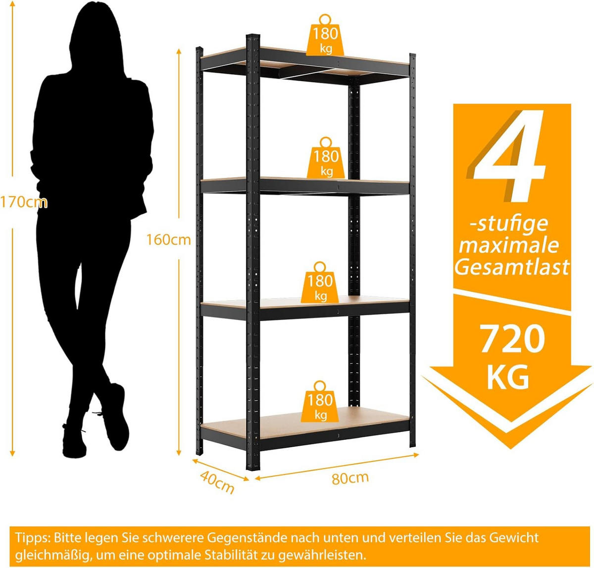 LAGERRGAL Schwarz - Schwarz, Holz (40/160/80cm) - COSTWAY