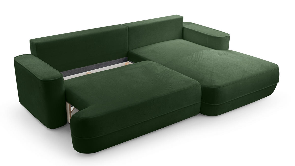 ECKCOUCH L Form Peoni Grün 267/168/87 cm mit Schlaffunktion R - Schwarz/Grün, Kunststoff/Textil (267/168cm) - AX Living