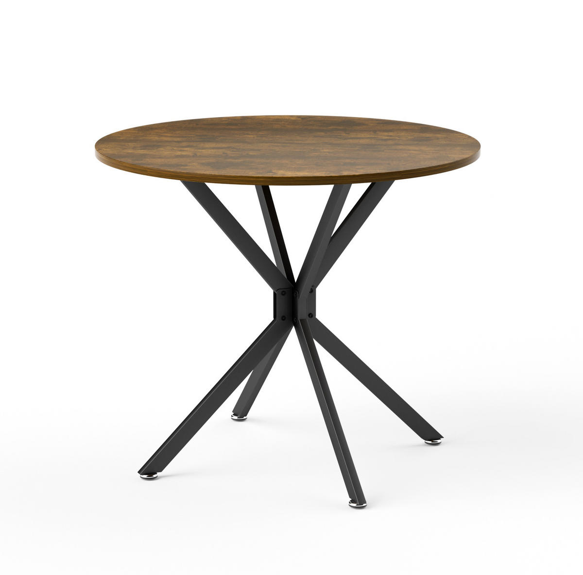 ESSTISCH 90/90/78 cm in Vintagebraun-Schwarz, rund mit Metallbeinen - Schwarz, Holzwerkstoff (90/90/78cm) - Flora Grace