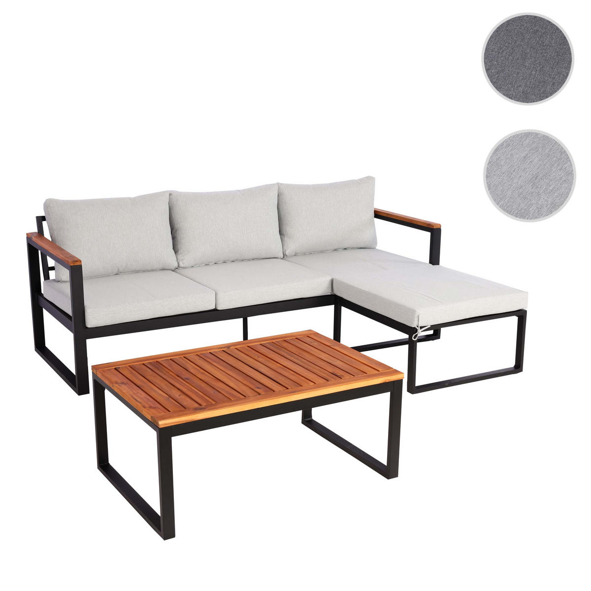 GARTEN-GARNITUR L26B 3ER-SET Braun, Hellgrau - Hellgrau/Braun, Textil - MCW