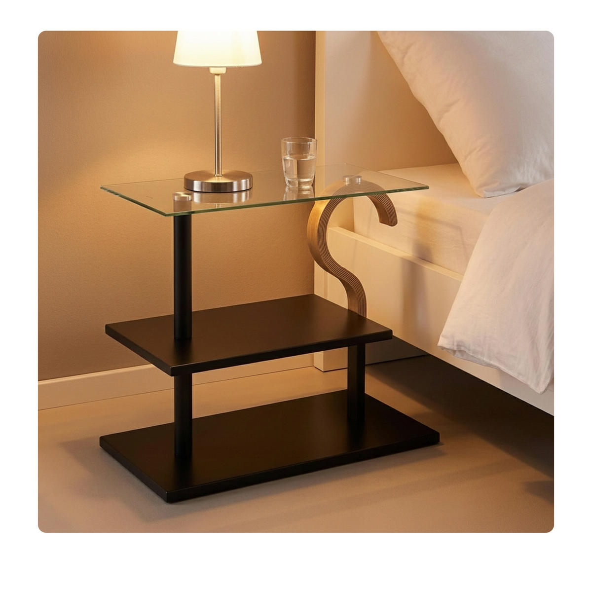 COUCHTISCH Schwarz Transparent Natur Glas mit Ablage - Multicolor, Glas/Holzwerkstoff (30/60/50cm) - Relaxdays