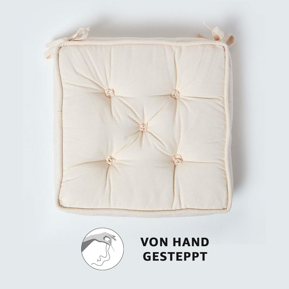SITZKISSEN creme 40/40/10 cm – Stuhlkissen Baumwolle - Creme, Textil (40/40/10cm) - Homescapes