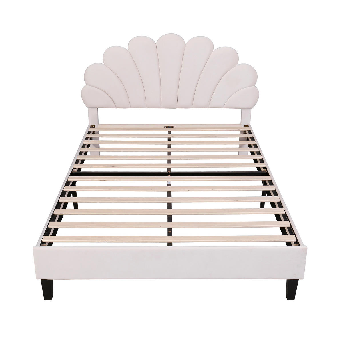 KINDERBETT 140/200 cm DE-01682, in Beige, mit blumenförmigem Kopfteil - Beige, Metall (140/200cm) - ComfortXL