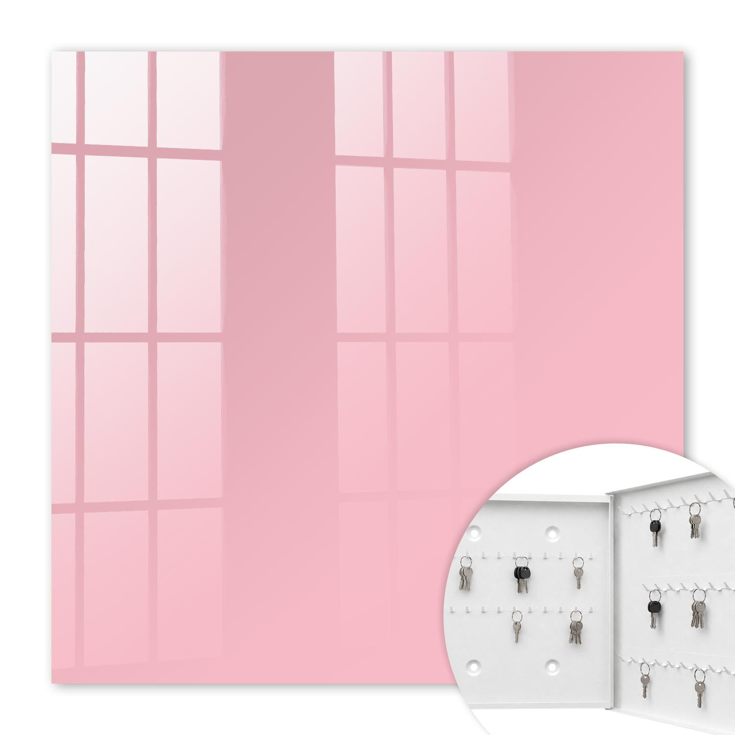 SCHLÜSSELBOX Weiß 30x30 cm – Türöffnung nach rechts - Hellrosa - Pink, Metall (30/30/5cm) - TULUP