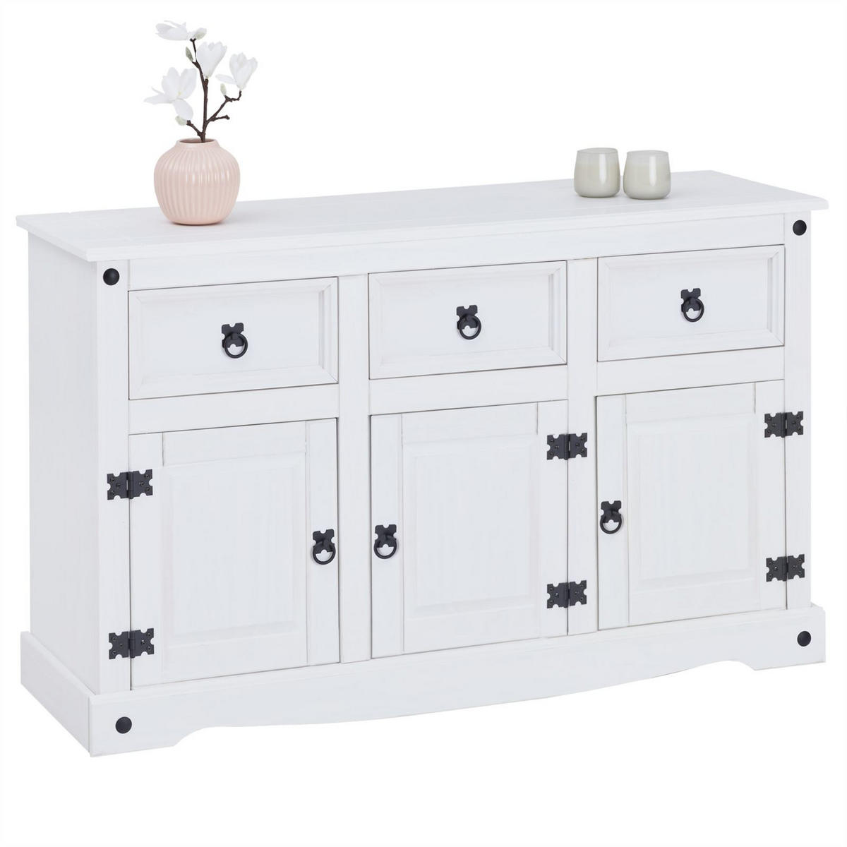 SIDEBOARD RURAL - Weiß, Holz (124/76/40cm) - CARO-Möbel