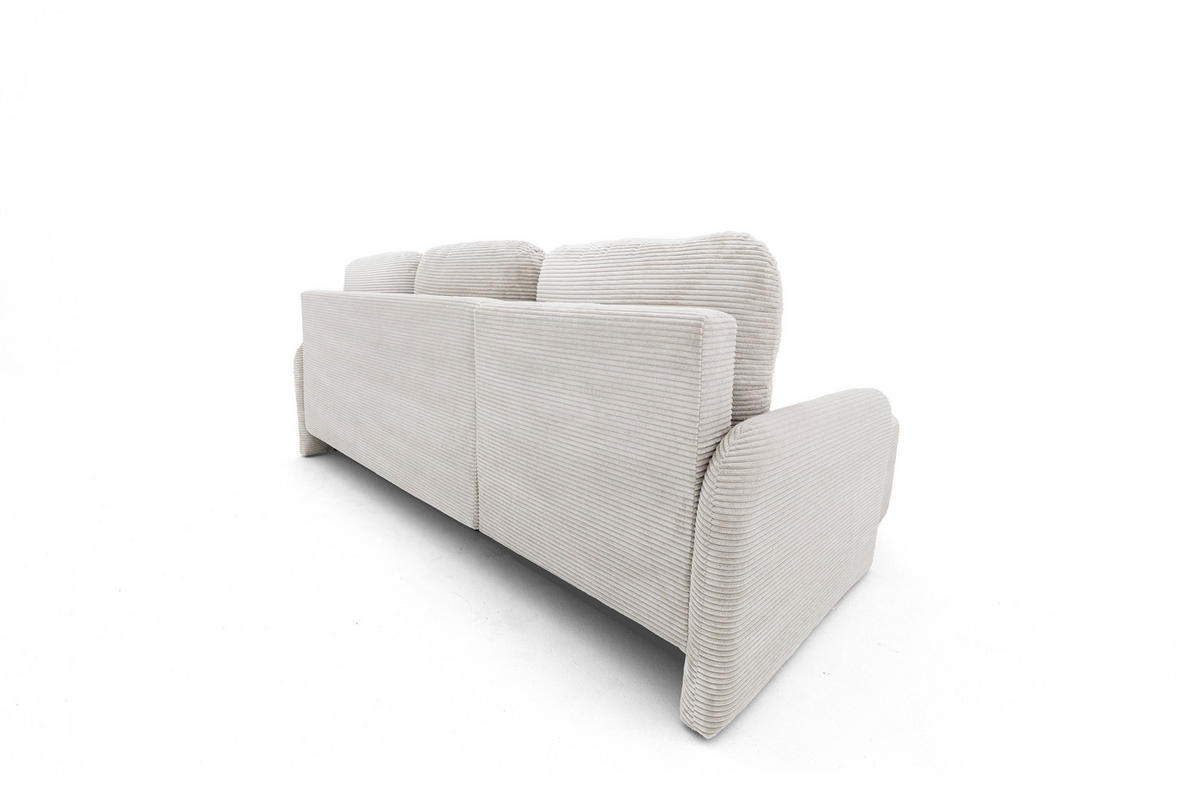 ECKSOFA CASPER L Links mit Schlaffunktion 132x198 Cord Creme - Creme/Schwarz, Holz/Kunststoff (217/145cm) - NACANAPA