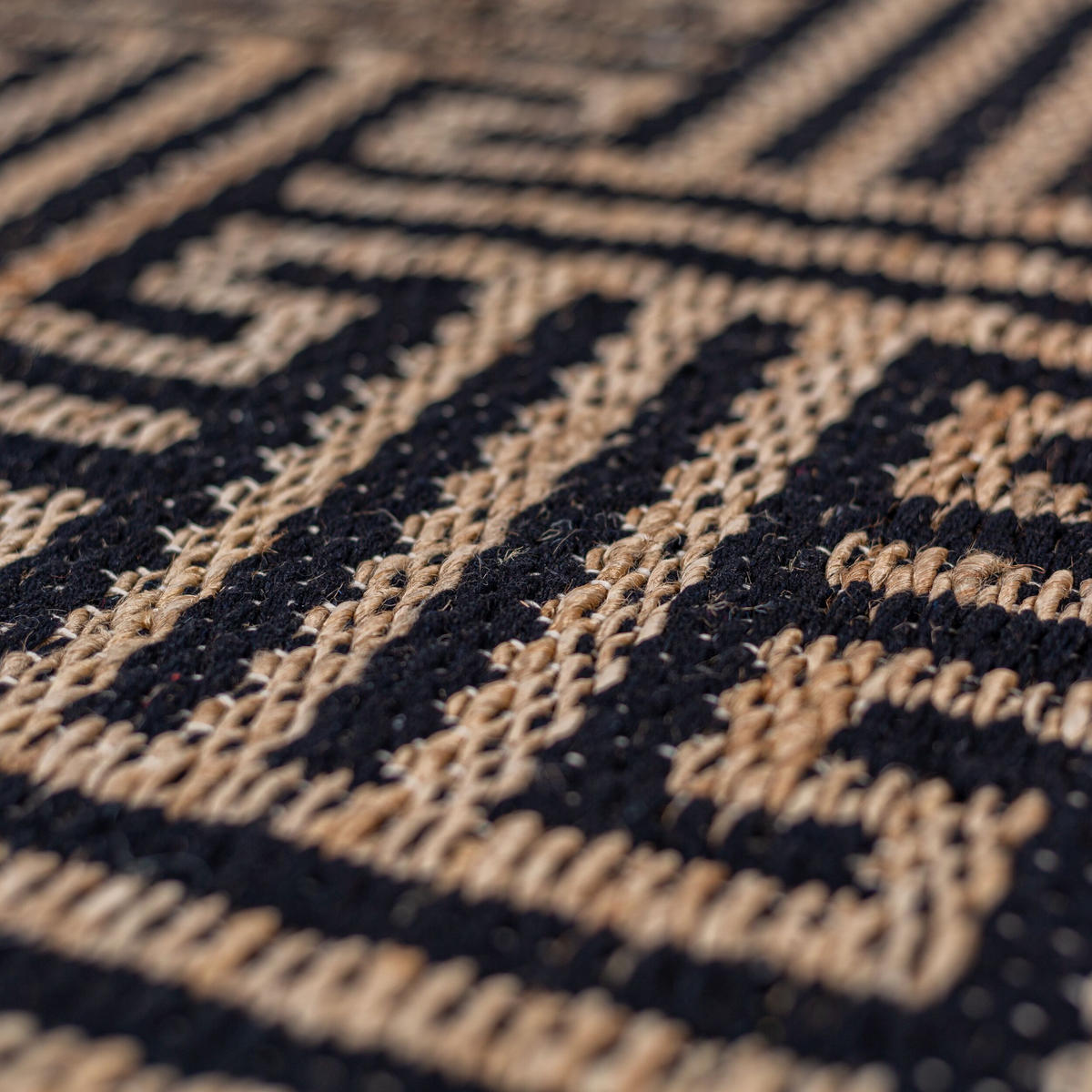 JUTETEPPICH CROFT, geometrisch, Natur-Schwarz, 200 x 290 cm - Braun, Textil (200/290cm) - KADIMA DESIGN