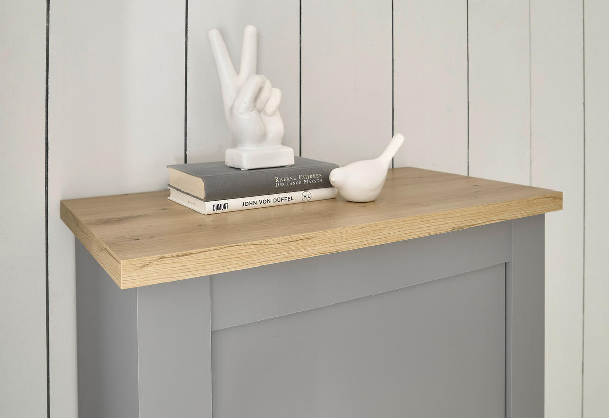 KOMMODE C14 Light Gray & Artisan Eiche 68x142x37 cm Landhaus - Grau, Holzwerkstoff (68/142/37cm) - Livojo
