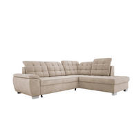 ECKSOFA LOTTA L-förmig Bettkasten verstellbare Kopfstützen hochwertige Verarbeitung lose Rückenkissen freistehend RECHTS 258x212x106 cm Sand-coloured - Sandfarben, Holz/Textil (258/212cm) - DomoHome