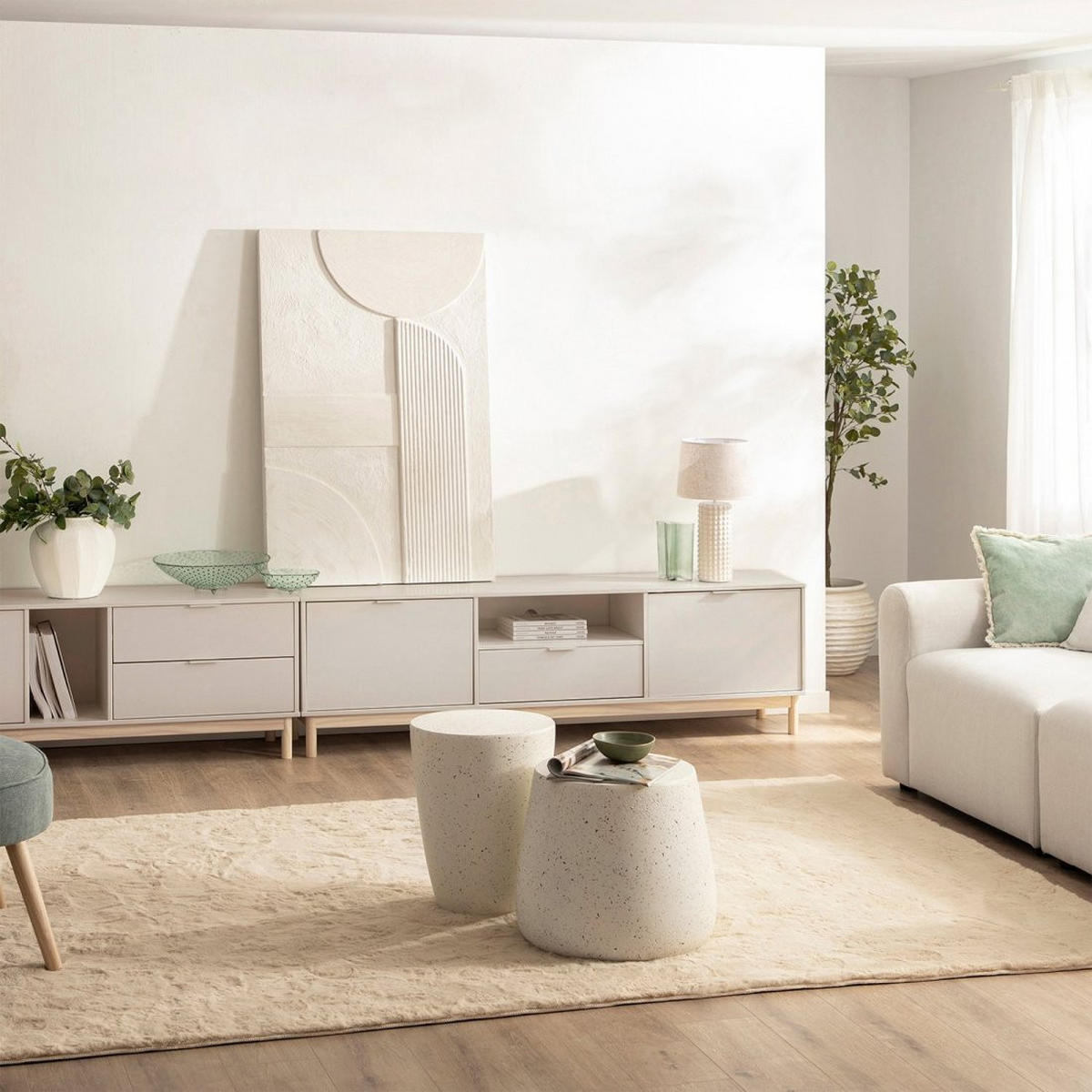 TV-ELEMENT Elian Weiß 180 cm x 53 cm - Weiß, Holzwerkstoff (180/53/39cm)