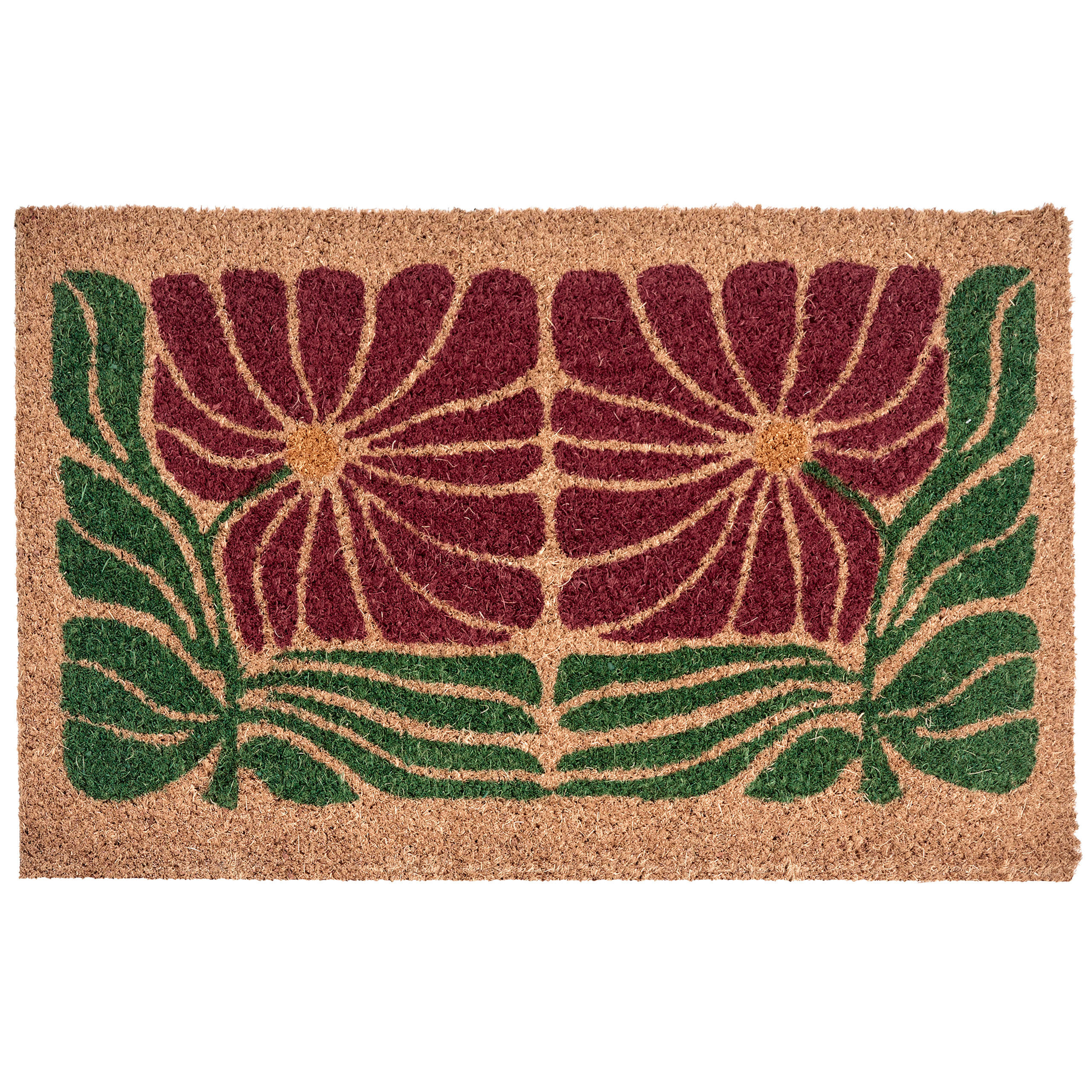 FUSSMATTE Bunt 50/80 cm Blume Kokosfasern Tanalian - Multicolor, Textil (50/80cm) - Beliani
