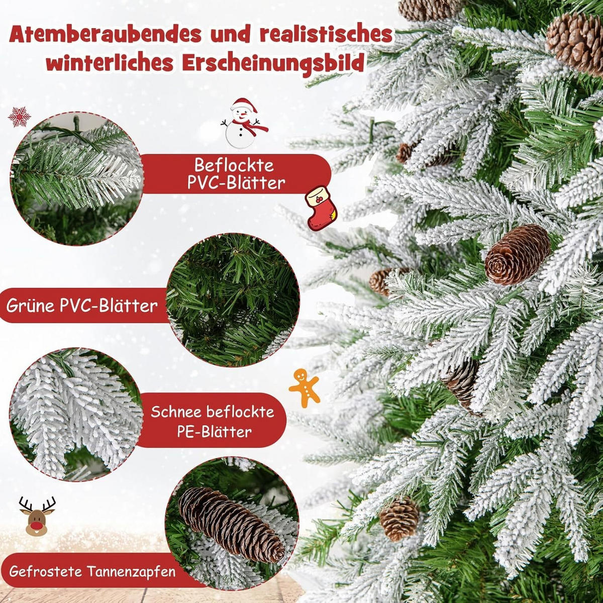 WEIHNACHTSBAUM 190cm Grün - Grün, Metall (190cm) - COSTWAY