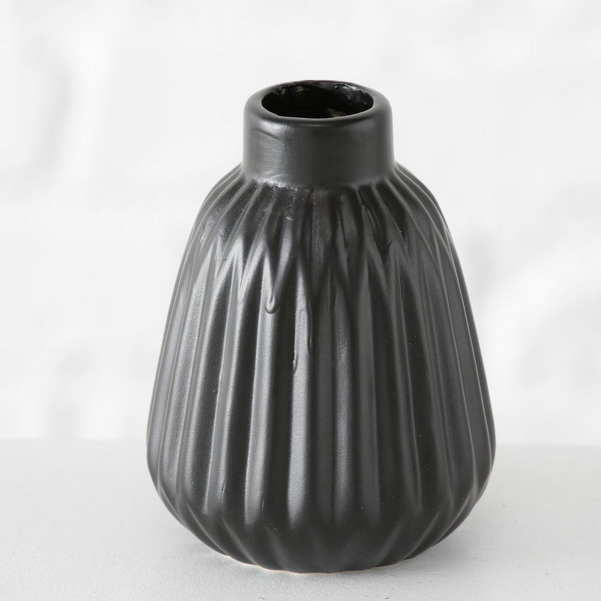 KERAMIKVASE Esko 9/9/12 cm - Schwarz, Keramik (12cm) - Boltze Home