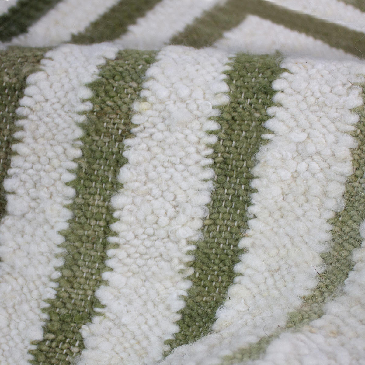 TEPPICH aus Wolle handgewebt mit Fransen FROND in Grün, geometrisch, 200 x 300 cm - Grün, Textil (200/300cm) - KADIMA DESIGN