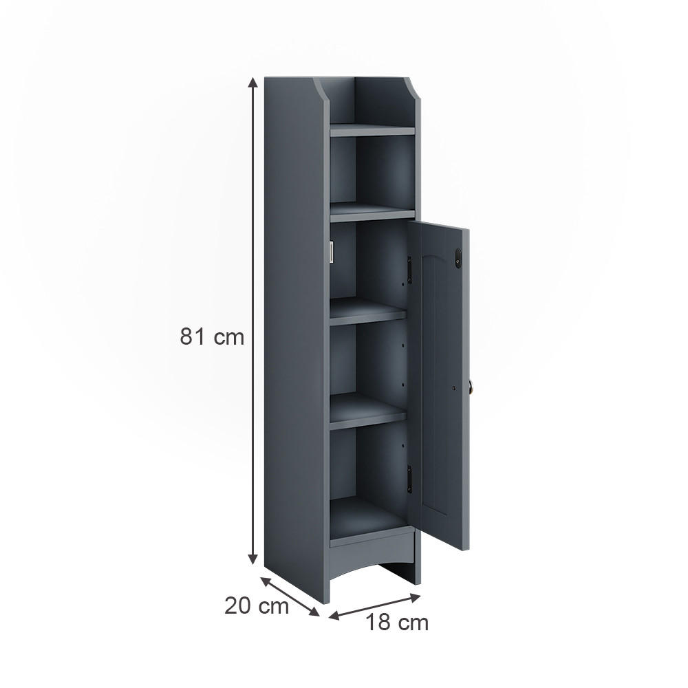 MIDISCHRANK Bianco Grau 18 x 81 cm mit 5 Fächern - Grau, Holzwerkstoff (18/81/20cm) - Vicco