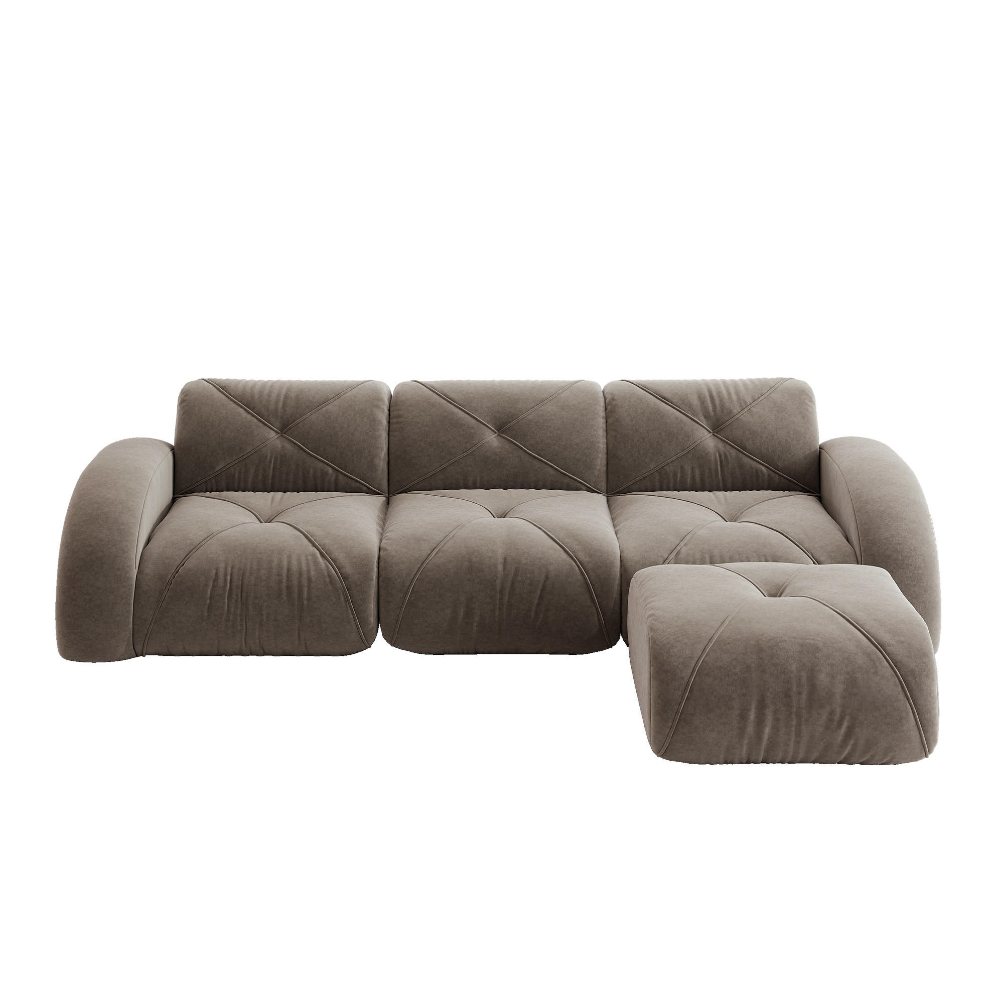 ECKSOFA 281/171/76 cm modular taupe aus Chenille rahmenlos und flexibel - Taupe, Textil (171/281cm) - OKWISH
