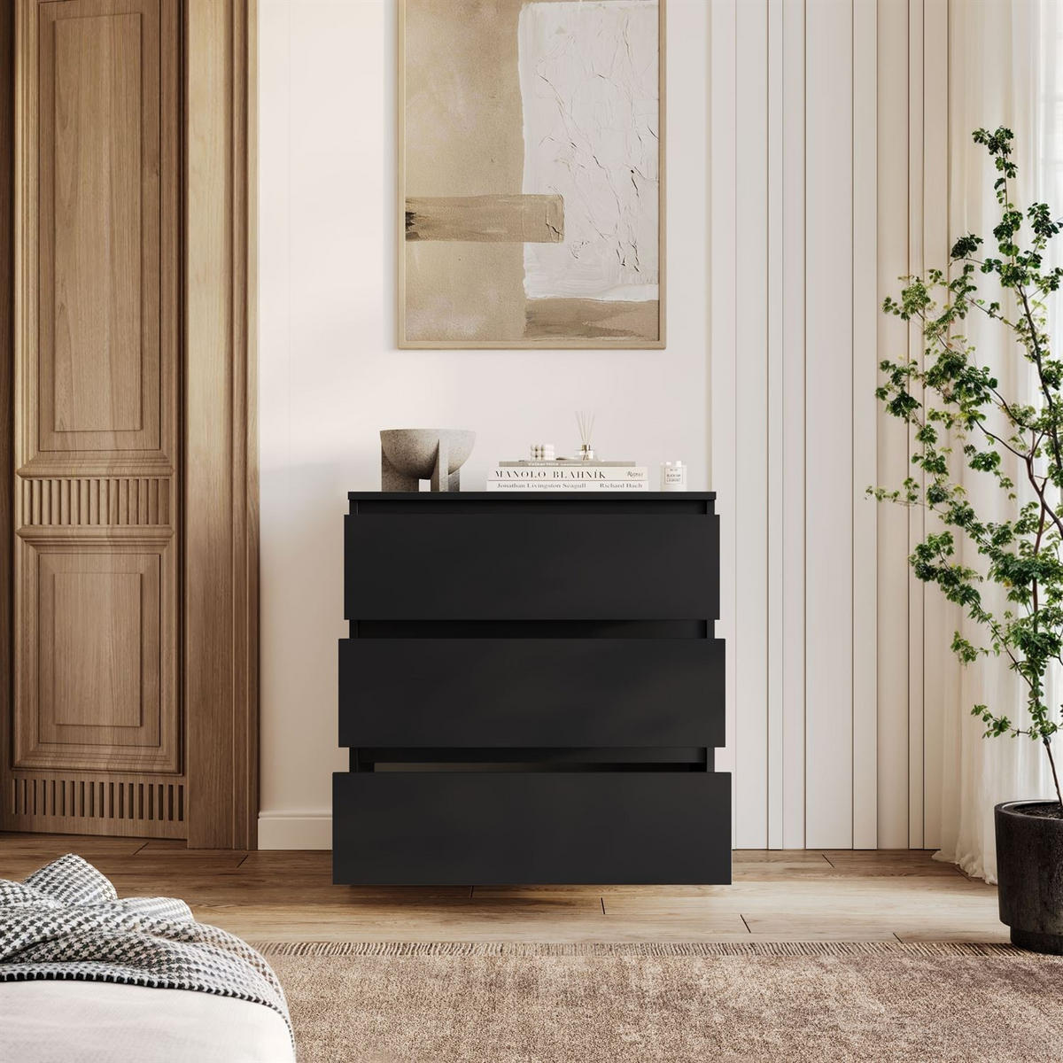 MODERNE Sideboard HANA M3 Schwarz matt - Schwarz, Holzwerkstoff (70/75/40cm) - Lookway