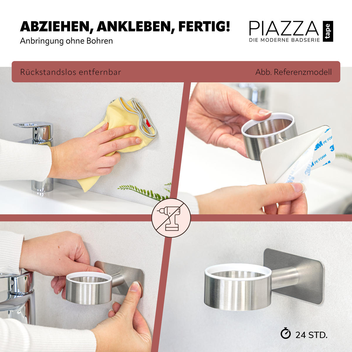 DOPPEL-GLASBECHERHALTER PIAZZA TAPE, Edelstahl - Edelstahlfarben, Metall (18.5/11/12.5cm) - bremermann