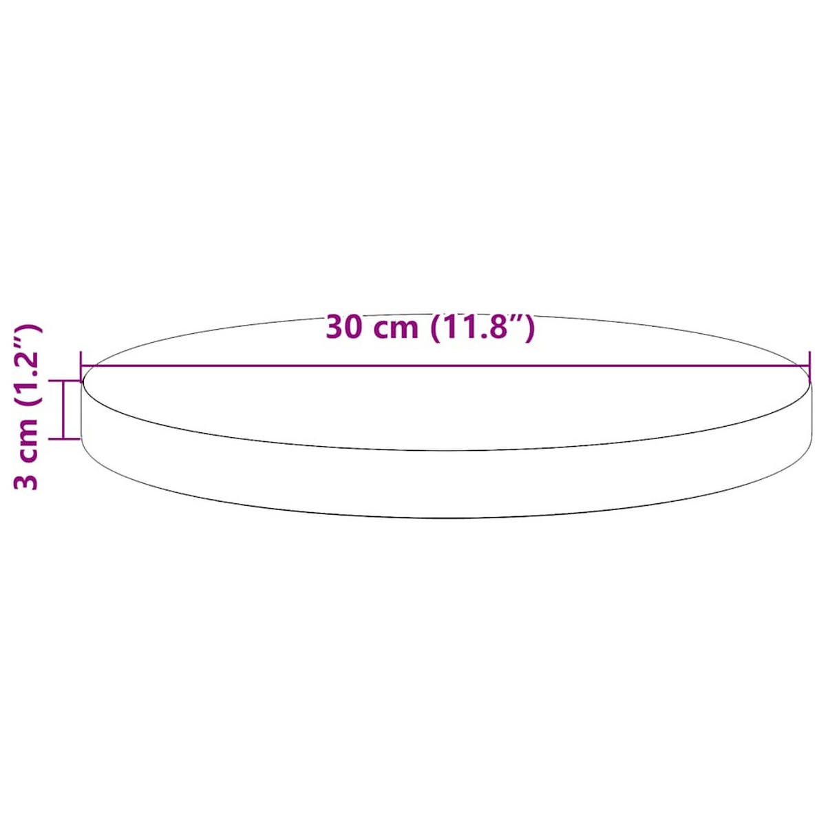 TISCHPLATTE Rund Ø30/3 Cm Massivholz Kiefer - Braun, Holz (30/30/3cm) - vidaXL